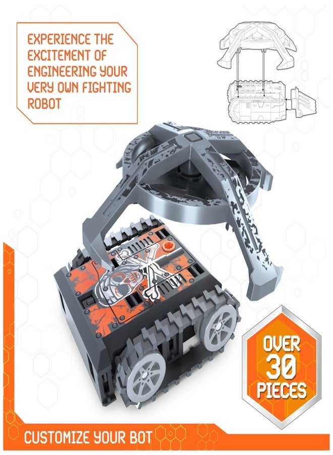 روبوتات سداسية لعبة روبوتات التحكم عن بعد HEX Bots BattleBots Arena MAX، للأطفال، تحتوي على أكثر من 30 قطعة، مناسبة للأولاد والبنات من عمر 8 سنوات فما فوق، البطاريات متضمنة. - Image 5